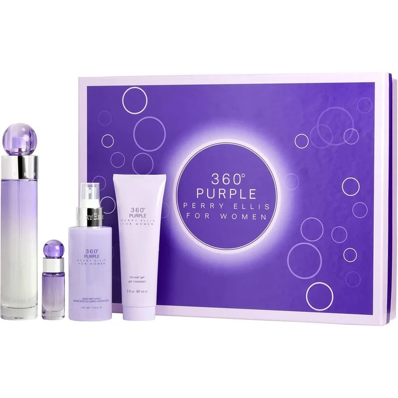 Set Perry Ellis 360 Purple EDP (W) / 4 Piezas